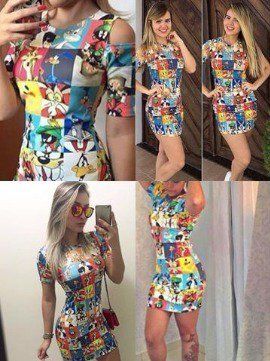 Vestido Estampa Animada