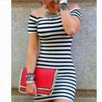 Vestido Ombro a Ombro Listrado