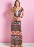 Vestido Longo com Estampa Étnica