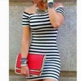 Vestido Ombro a Ombro Listrado